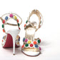 Christian Louboutin White Multicolor Spot Design High Heels Shoes Sandal