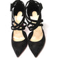 Christian Louboutin Black Velour Perforated Strappy High Heel Sandal 