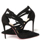 Christian Louboutin Black Velour Perforated Strappy High Heel Sandal 