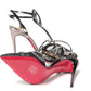 Christian Louboutin Black Crystal And Leather Strappy High Heel Sandal