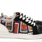 Christian Louboutin Black Multi/Marine Mat Louis Junior Spikes Shoes