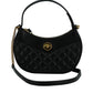Versace Black Leather Half Moon Shoulder Bag