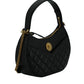 Versace Black Leather Half Moon Shoulder Bag