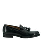Saxone of Scotland Black Spazzolato Leather Mens Loafers Shoes