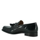 Saxone of Scotland Black Spazzolato Leather Mens Loafers Shoes