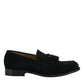 Saxone of Scotland Dark Blue Suede Leather Mens Loafers Shoes