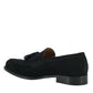 Saxone of Scotland Dark Blue Suede Leather Mens Loafers Shoes