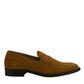 Saxone of Scotland Tan Brown Suede Leather Mens Loafers Shoes