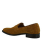 Saxone of Scotland Tan Brown Suede Leather Mens Loafers Shoes