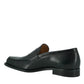Saxone of Scotland Black Calf Leather Mens Loafers Shoes