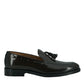 Saxone of Scotland Dark Brown Spazzolato Leather Mens Loafers Shoes