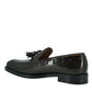 Saxone of Scotland Dark Brown Spazzolato Leather Mens Loafers Shoes
