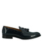 Saxone of Scotland Blue Spazzolato Leather Mens Loafers Shoes