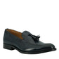 Saxone of Scotland Blue Spazzolato Leather Mens Loafers Shoes