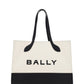 Bally White and Black Leather Tote Shoulder Bag