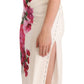 Dolce & Gabbana White Floral Printed Crepe Midi Slit Dress