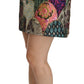 Dolce & Gabbana Green Pink Jacquard High Waist Mini  Skirt