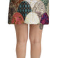 Dolce & Gabbana Green Pink Jacquard High Waist Mini  Skirt