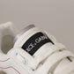 Dolce & Gabbana White Leather Shoes Womens Logo Portofino Sneakers