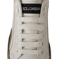 Dolce & Gabbana White Leather Shoes Womens Logo Portofino Sneakers