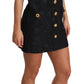Dolce & Gabbana Black Button Embellished Jacquard Mini Dress