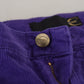 Just Cavalli Purple Cotton Corduroy Women Pants