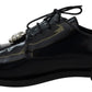 Dolce & Gabbana Black Leather Crystal Lace Up Formal Shoes