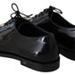 Dolce & Gabbana Black Leather Crystal Lace Up Formal Shoes