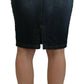 Fiorucci Dark Blue Washed Mid Waist Pencil Cut Denim Skirt