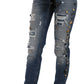Dolce & Gabbana Distressed Embellished Buttons Denim Pants Jeans