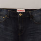 Fiorucci Dark Blue Washed Mid Waist Pencil Cut Denim Skirt