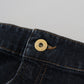 Fiorucci Dark Blue Washed Mid Waist Pencil Cut Denim Skirt