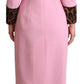 Dolce & Gabbana Pink Leopard Wool Trenchcoat Jacket