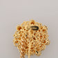 Dolce & Gabbana Gold Brass Clear Crystal Chain Pin Women Brooch