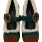 Dolce & Gabbana Green Suede Fur Shearling Mary Jane Shoes