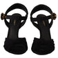 Dolce & Gabbana Black Tulle Stretch Ankle Buckle Strap Shoes