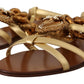 Dolce & Gabbana Gold Leather Devotion Flats Sandals