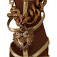 Dolce & Gabbana Gold Leather Devotion Flats Sandals