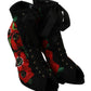 Dolce & Gabbana Black Red Roses Ankle Booties Shoes