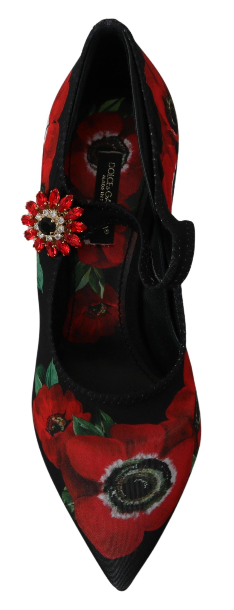 Dolce &amp; Gabbana 블랙 레드 플로럴 메리 제인 펌프스 슈즈