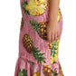 Dolce & Gabbana Pink Pineapple SPECIAL PIECE Midi Dress