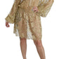 Dolce & Gabbana Gold Lace See Through A-Line Knee Length Dress