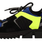 Dolce & Gabbana Black Fabric Suede Sorrento Lace Up Sneakers Shoes