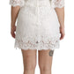 Dolce & Gabbana White Floral Lace Shift V-neck Mini Dress