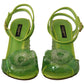 Dolce & Gabbana Green Plexi Crystal Sandals Heels Shoes