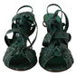 Dolce & Gabbana Green Python Strap Sandals Heels Shoes