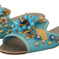 Dolce &amp; Gabbana 블루 크리스탈 이그조틱 레더 블루 크리스탈 샌들