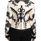 Dolce & Gabbana White Wool Black Floral Baroque Jacket
