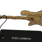 Dolce & Gabbana Gold Brass Beaded Guitar Pin Accessory Brooch