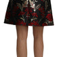 Dolce & Gabbana Black Floral Jacquard High Waist A-line Mini Skirt